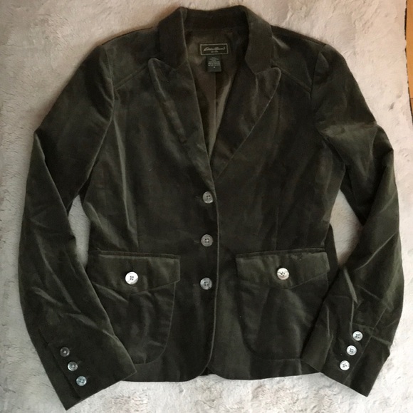 Velour Green Eddie Bauer 6 Blazer Jacket Button - Picture 5 of 8